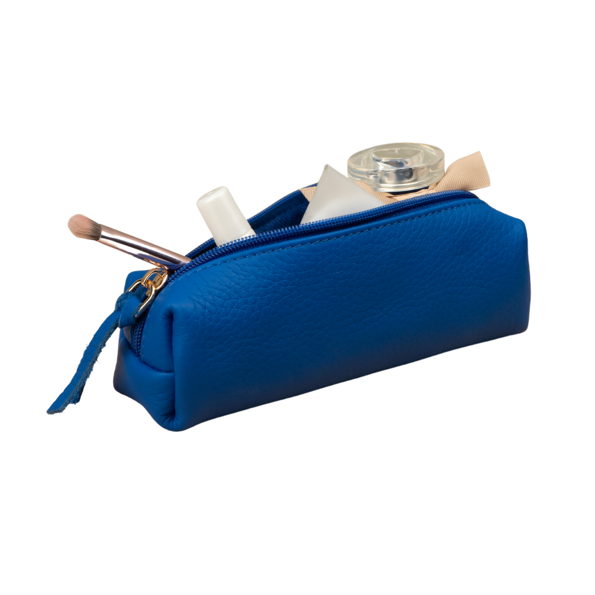Elegant Leather Makeup Bag - Blue - Aurora