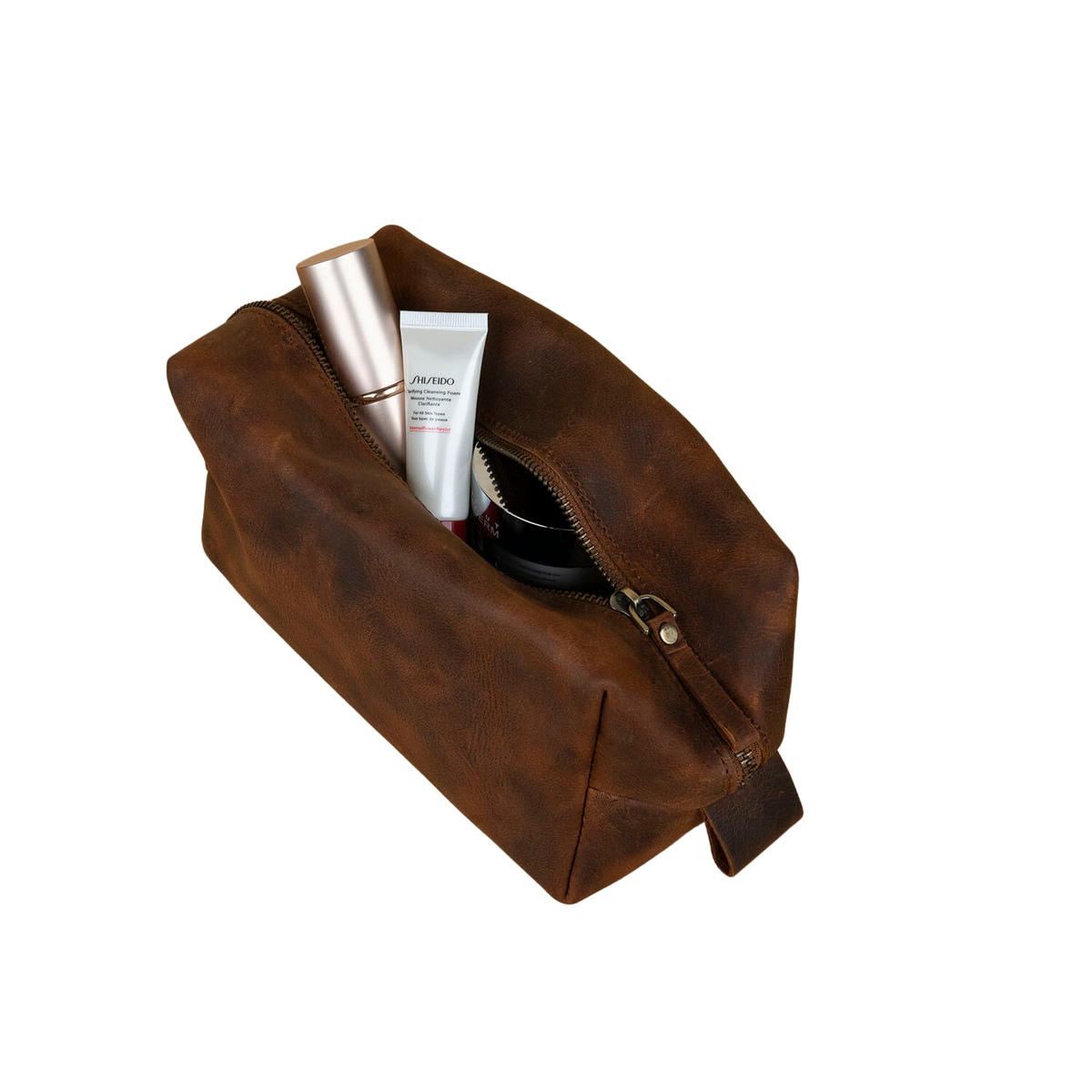 Handmade Leather Makeup Bag - Rich Brown- Minneapolis
