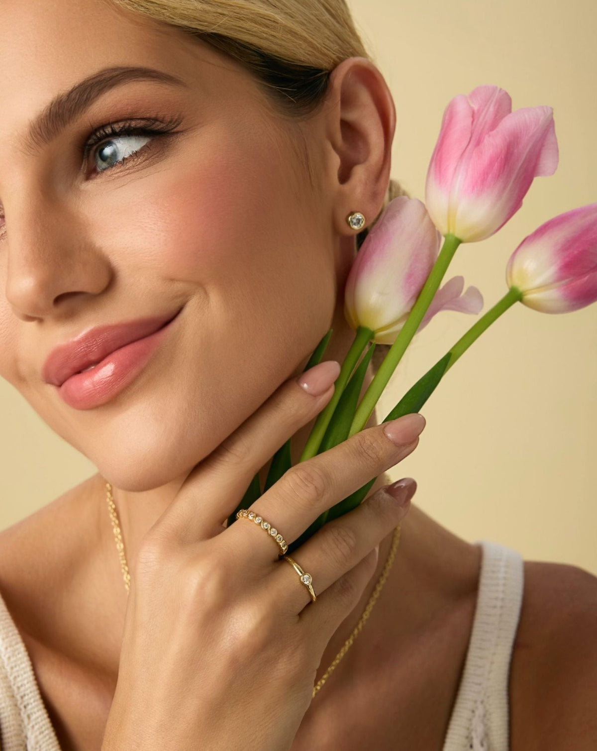 Gold Filled Diamond Bezel Studs