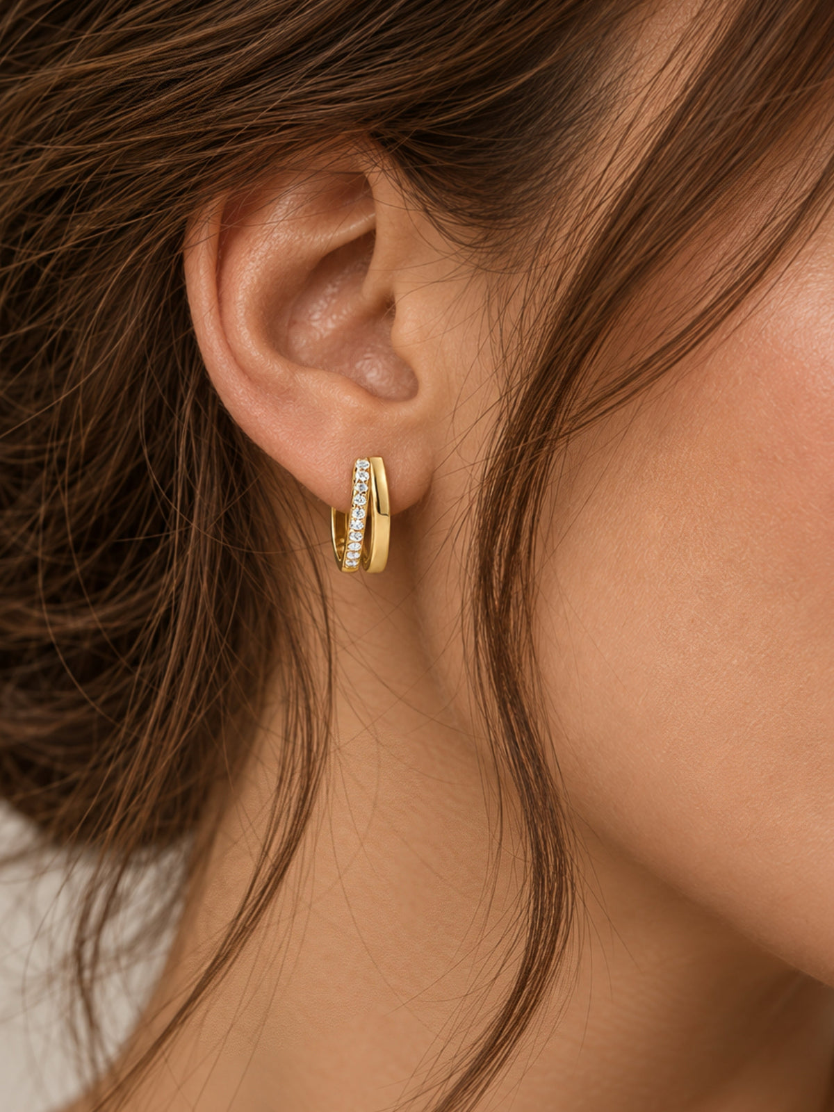 Gold Filled Double Pave Hoops