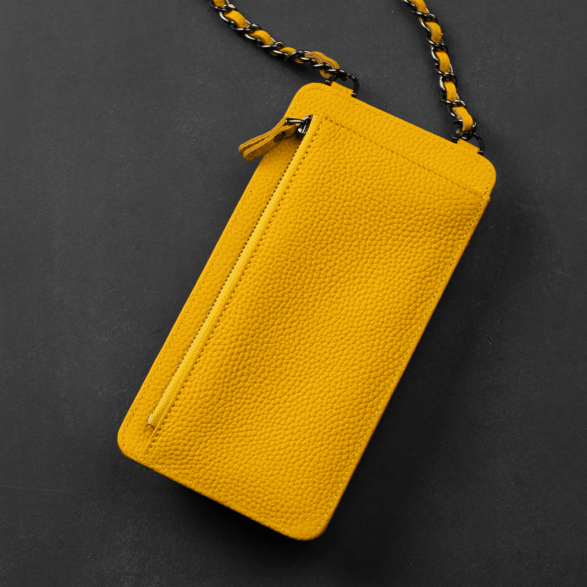 Leather Yellow Crossbody Bag Phone Wallet - Columbus