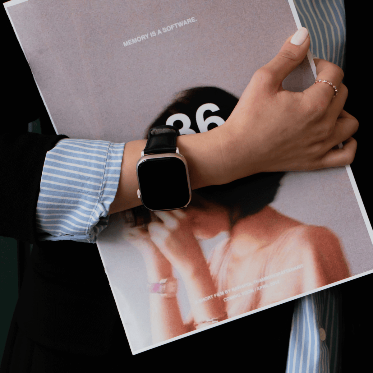 Apple Watch Grey Leather Strap - Boston
