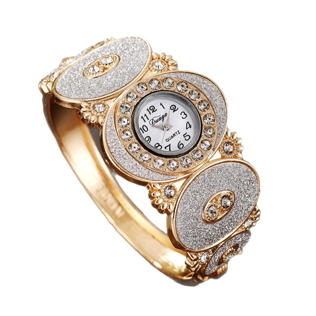 Oval Diamond Decoration Bangle Flower And Leaf Diamond Women&