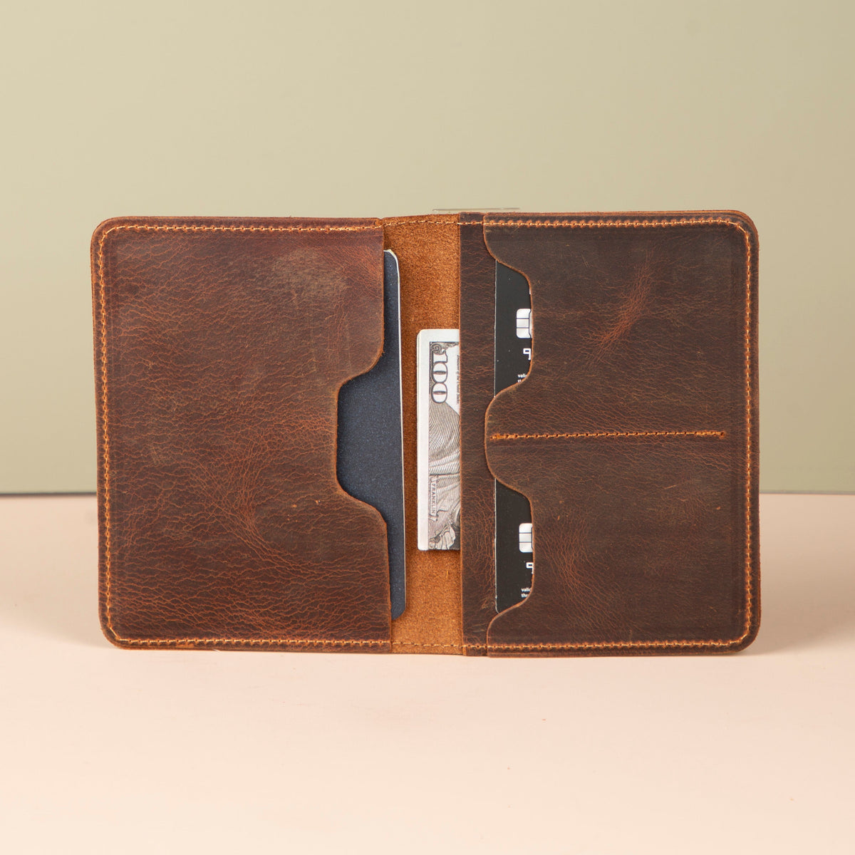 Leather Passport Holder - Dark Brown - Milan