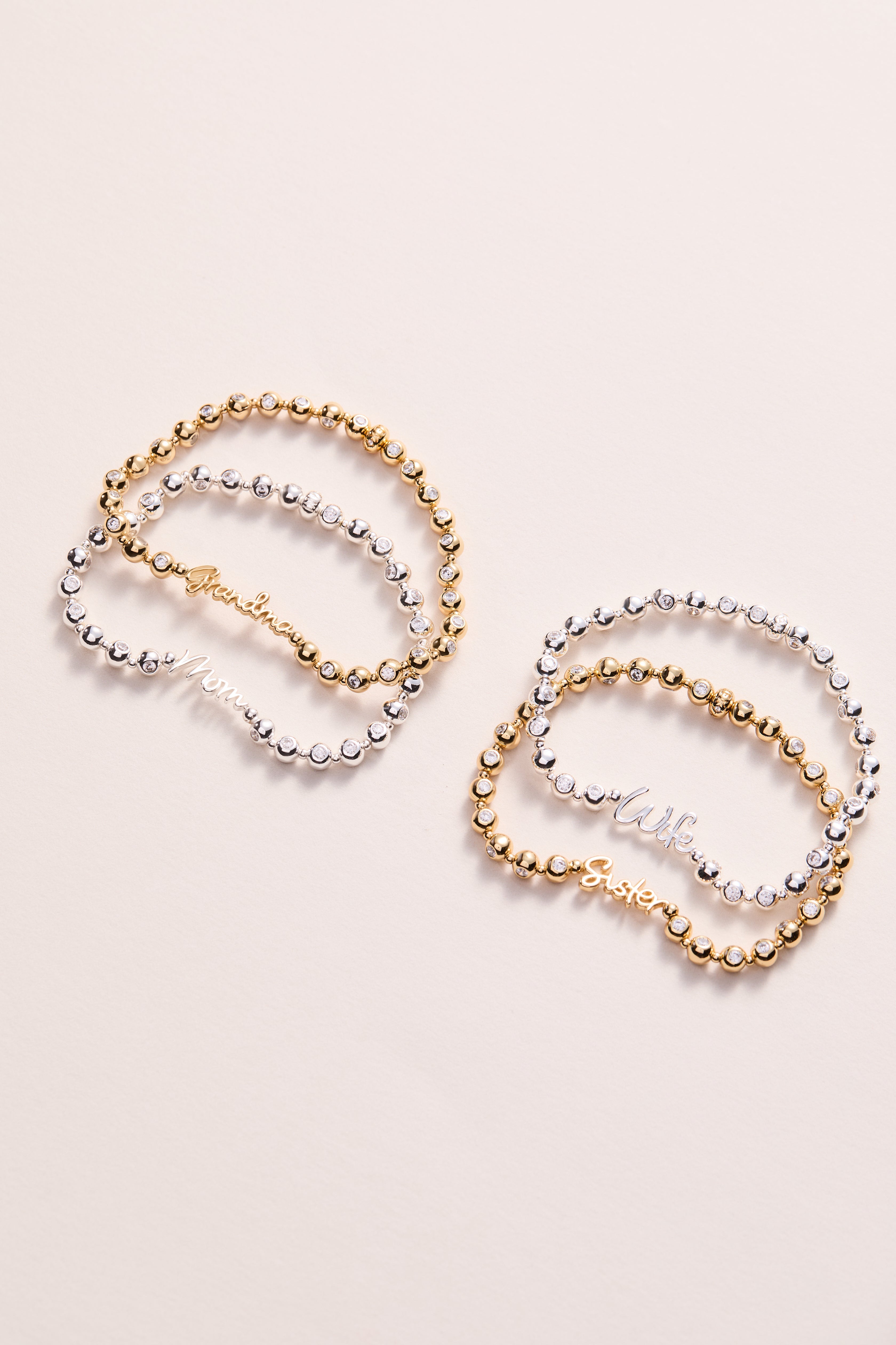 Mom Elongated Crystal Stretch Bracelet