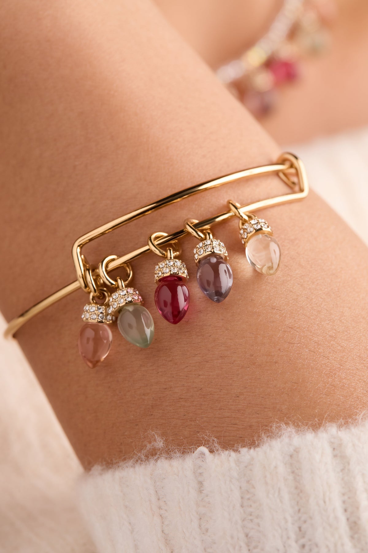 Christmas Muted Light Bulb Charm Bangle