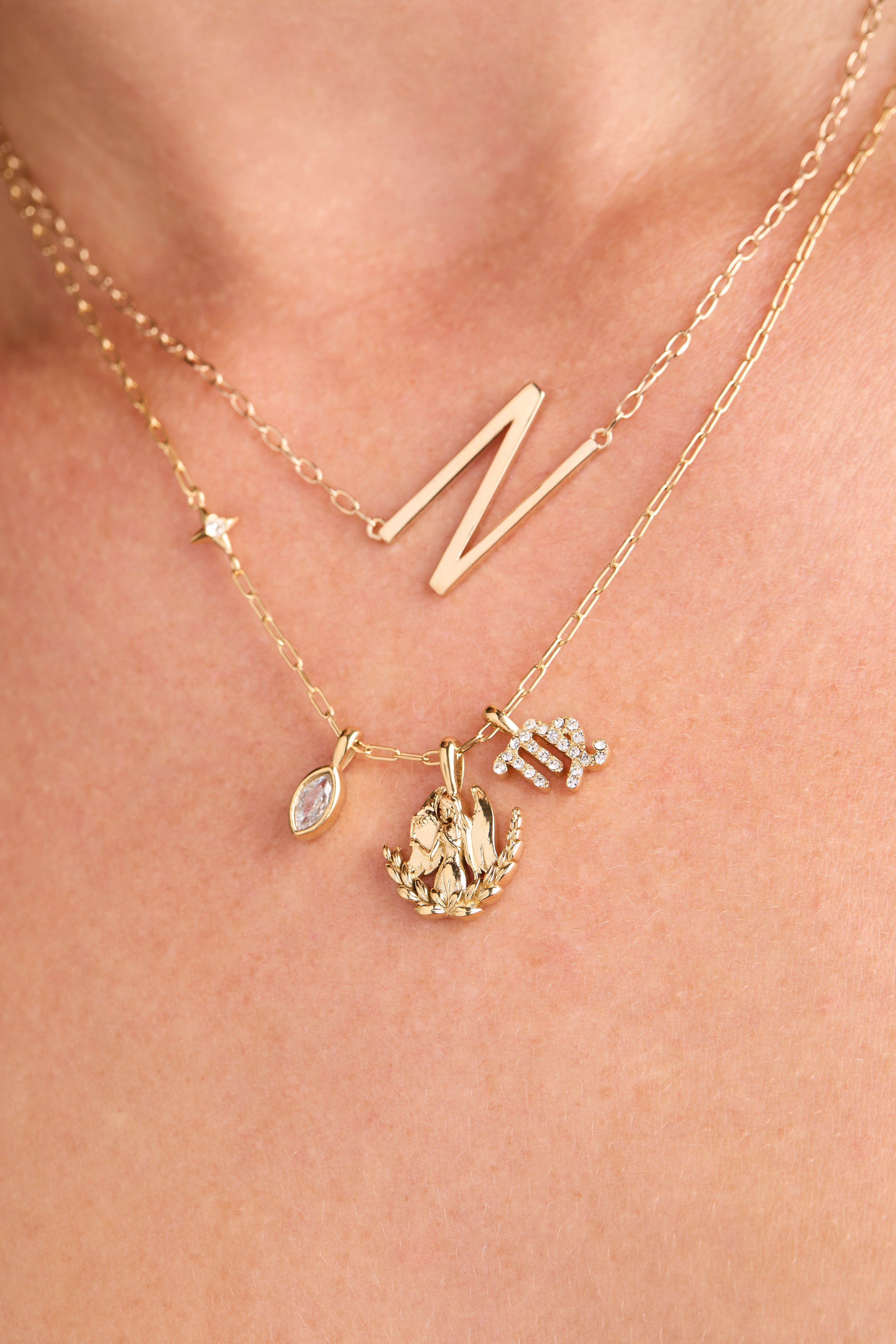 Virgo Zodiac Charm Cluster Necklace