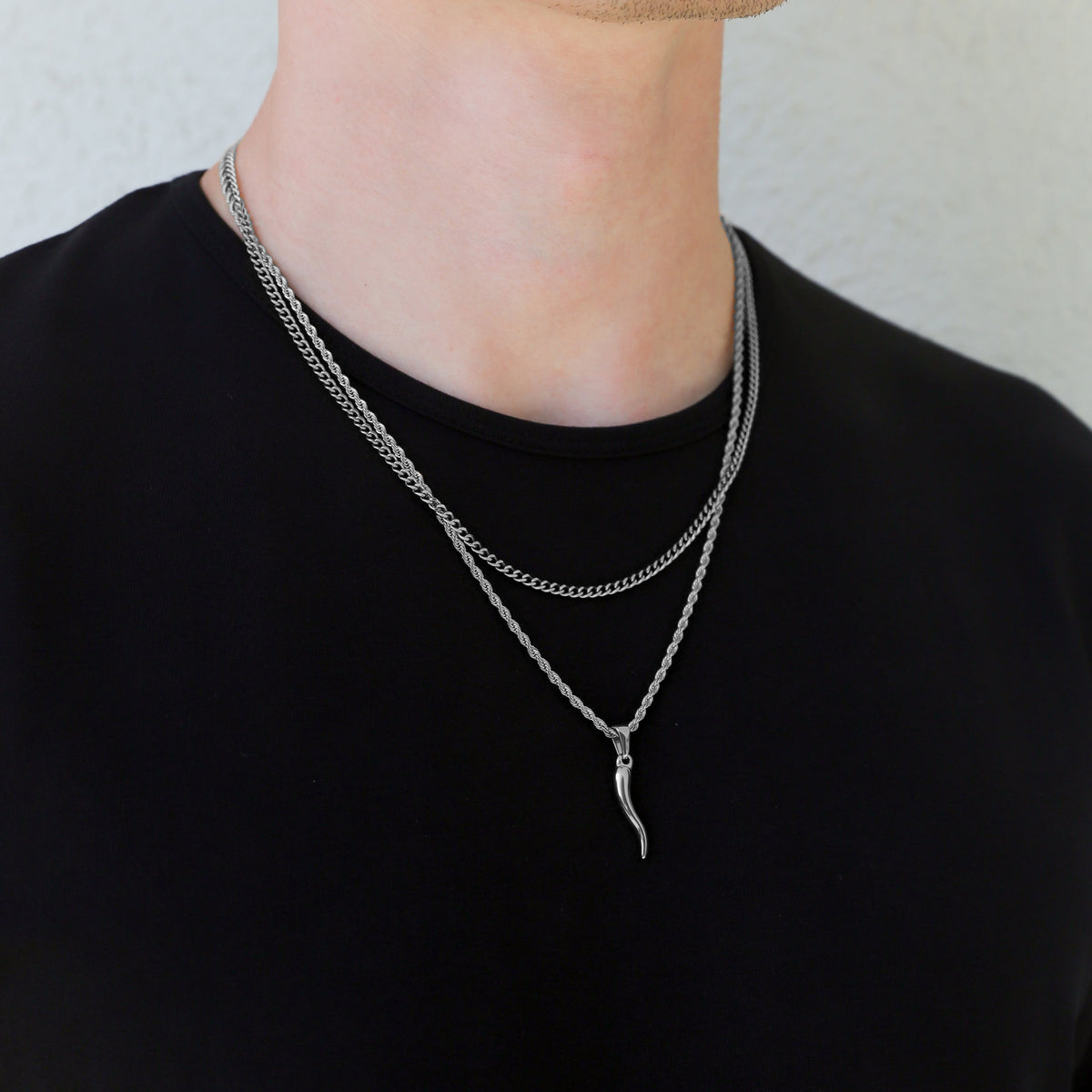 Italian Horn Silver Pendant