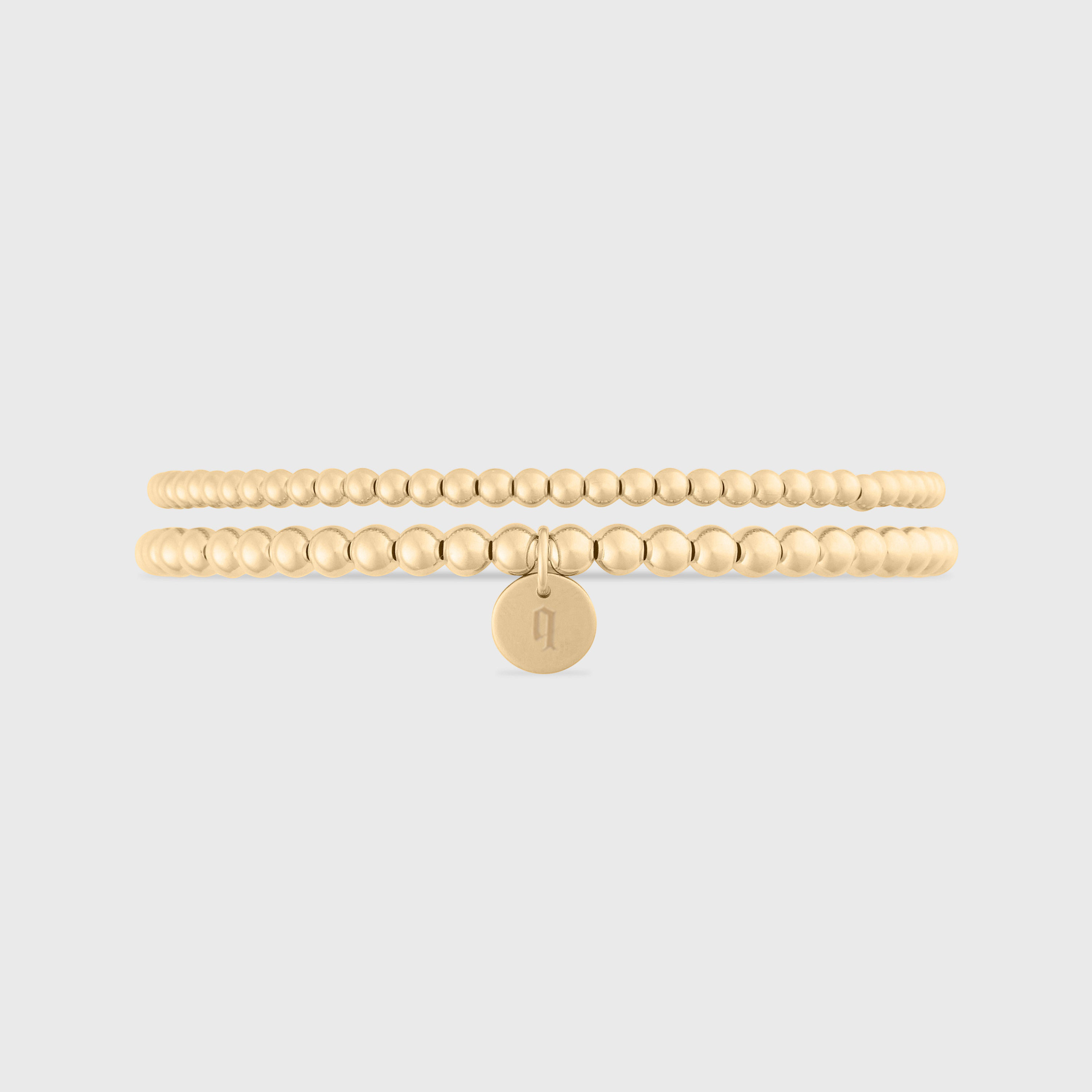 old english initial juno double bracelet stack (3+4mm)