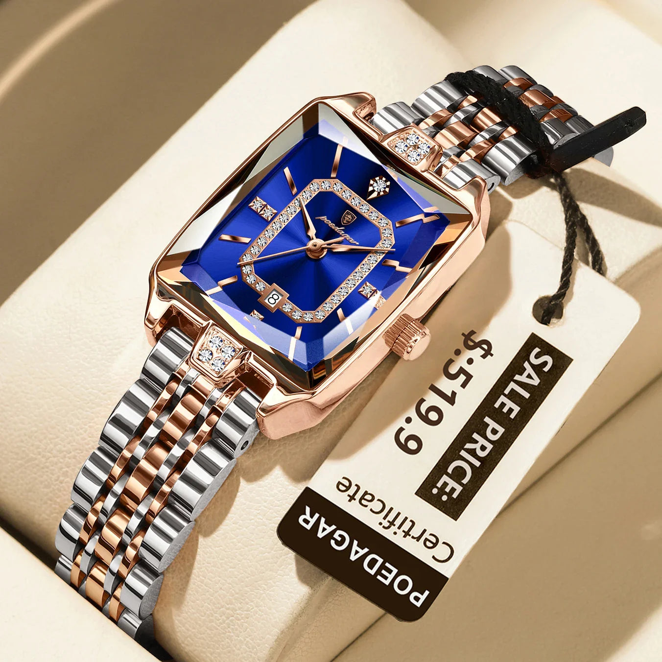 POEDAGAR Luxury Watch For Woman Elegant Waterproof Calendar Ladies Watch Rectangle Stainless Steel Quartz Women&