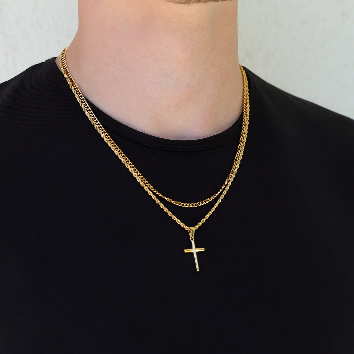 Small Cross Necklace Silver Set