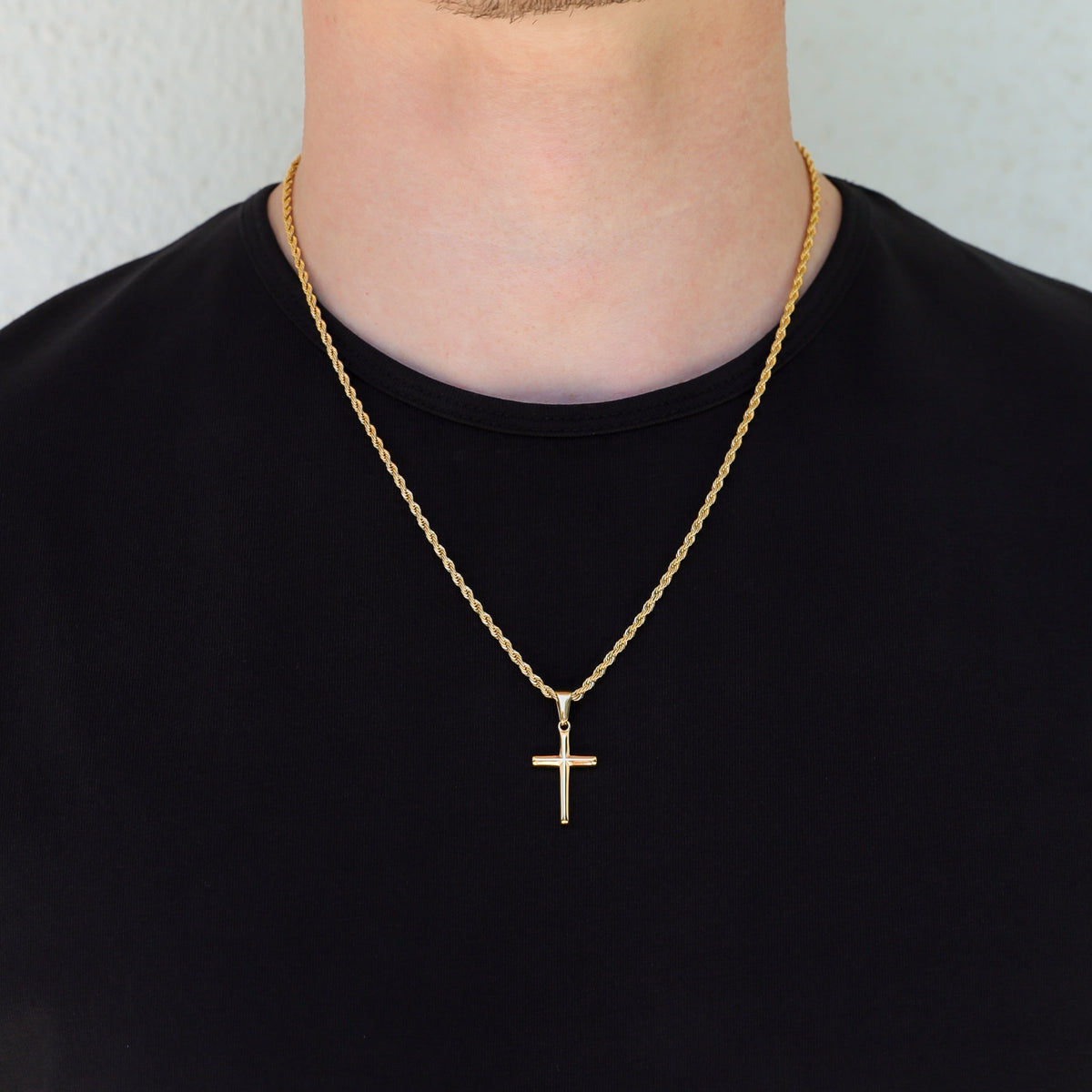 Small Cross Necklace Silver Set