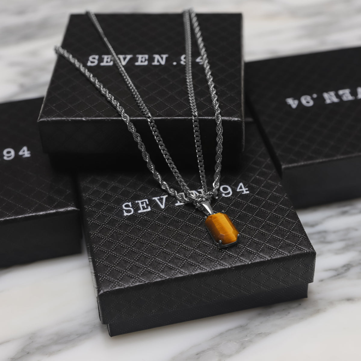Tiger Eye Stone Necklace Set