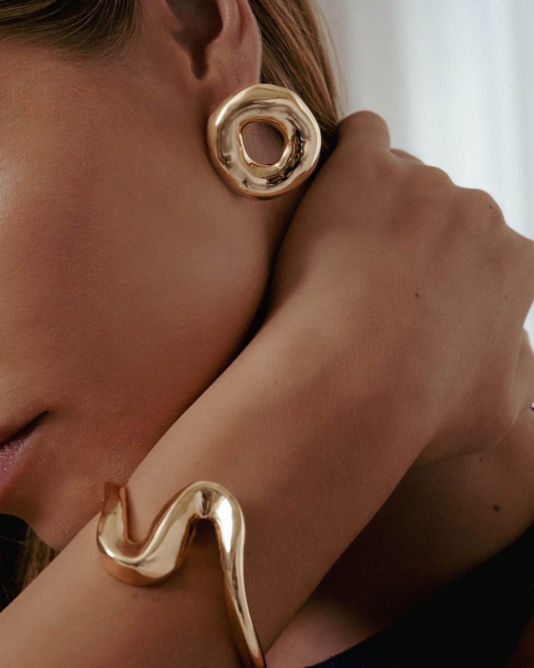 Mary Organic Donut Gold Statement Earrings