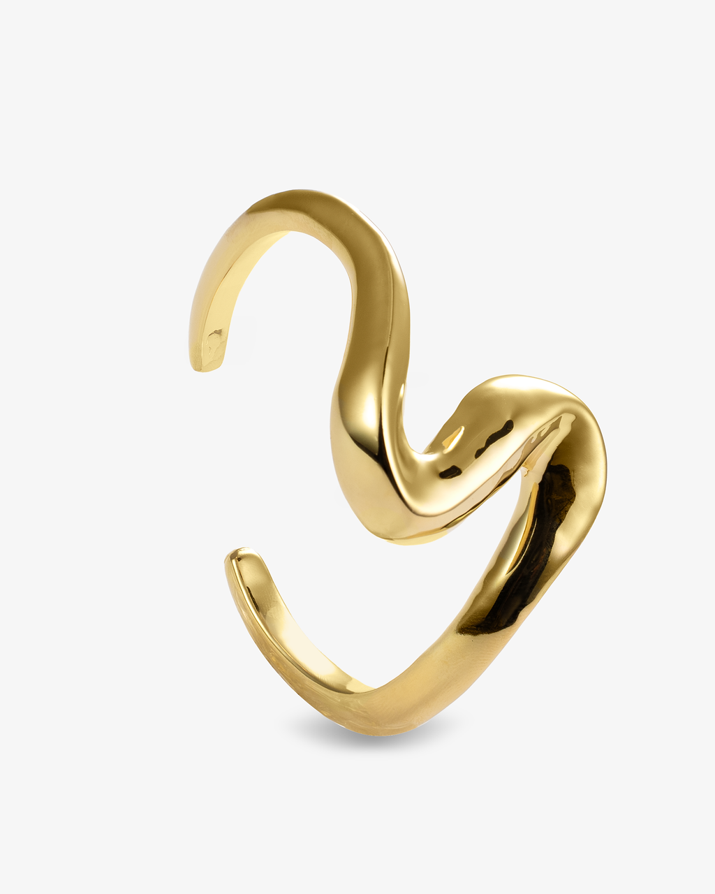 Anastasia Sculptural Wavy Gold Open Cuff Bracelet