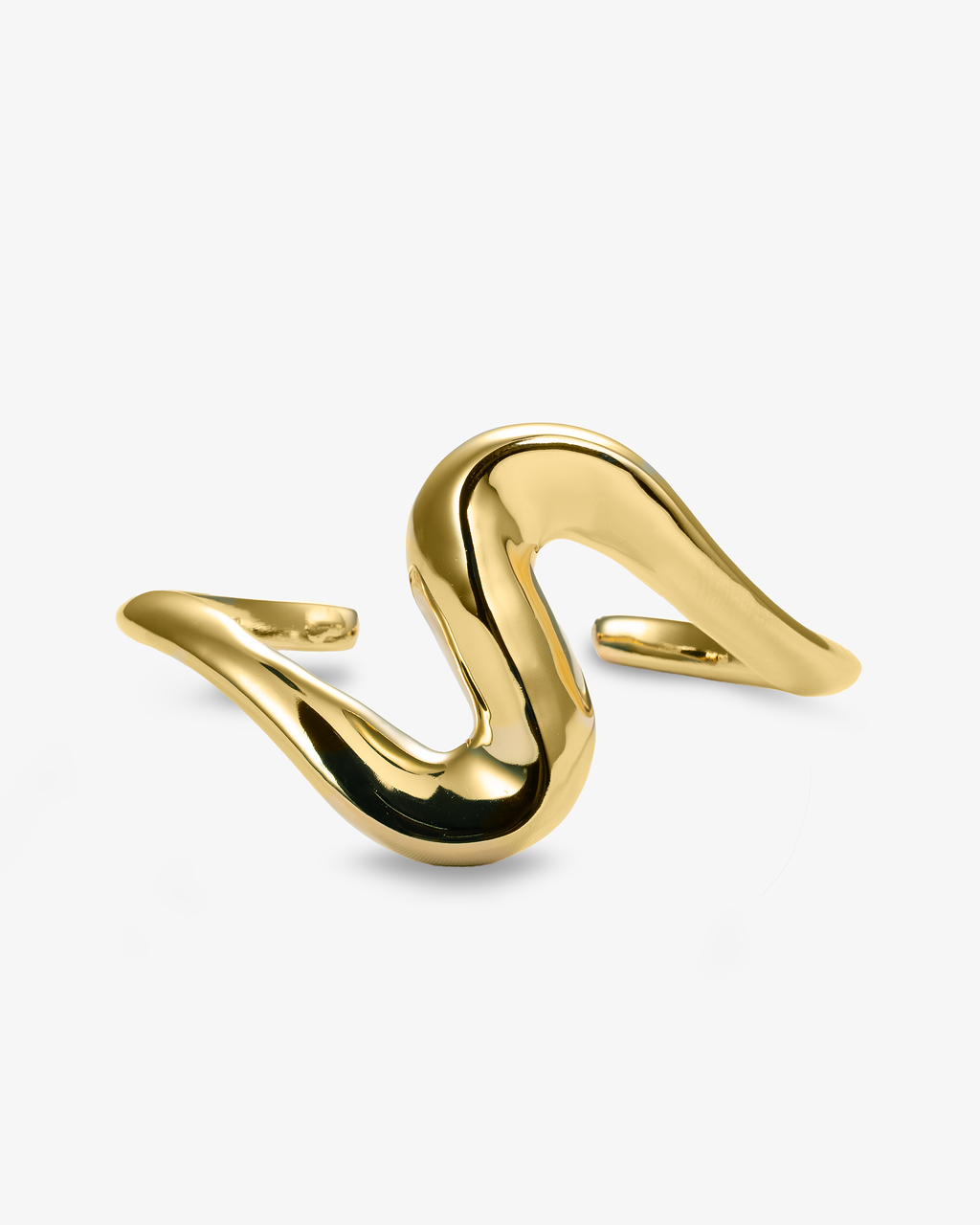 Anastasia Sculptural Wavy Gold Open Cuff Bracelet