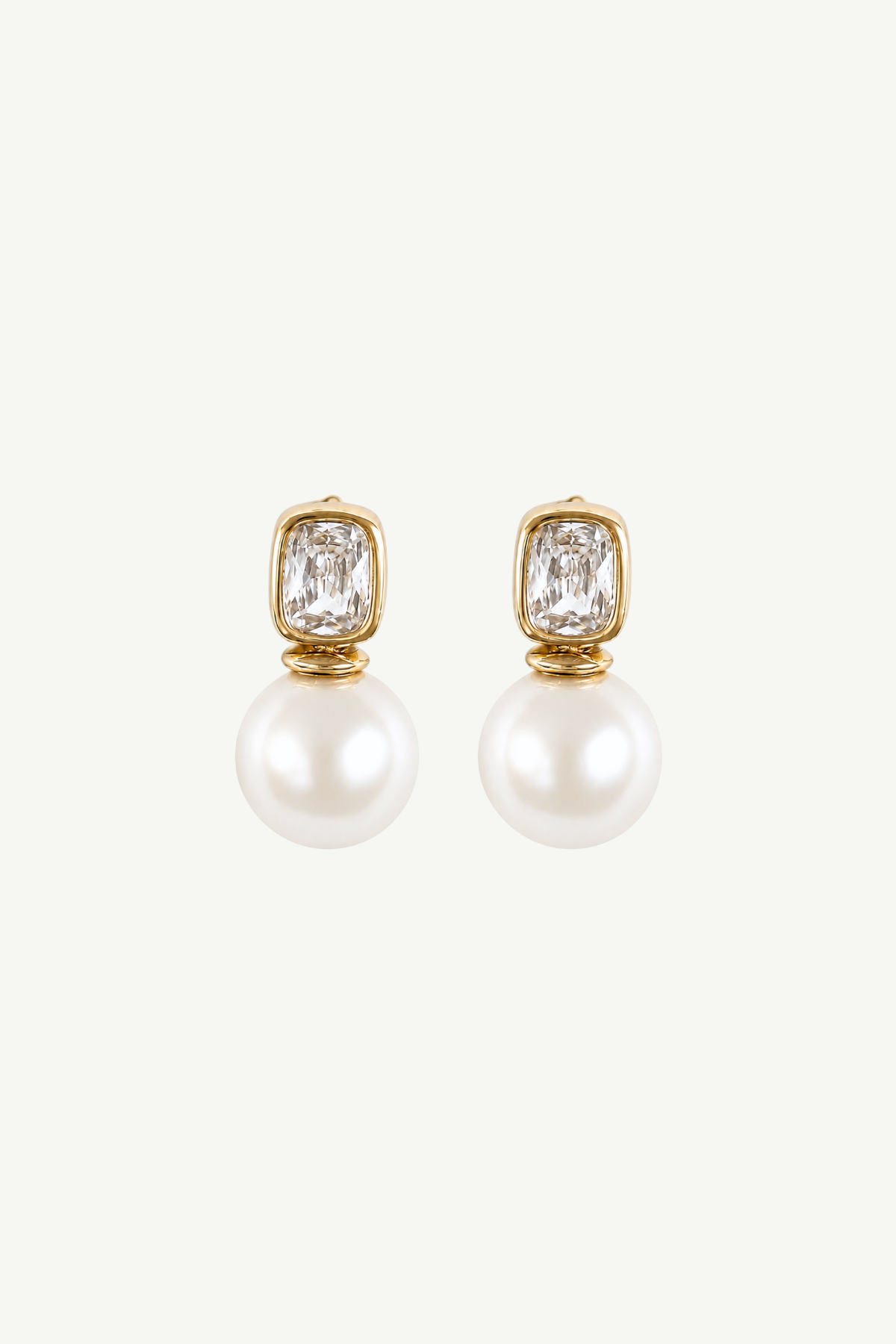Bezel Pearl Stud Drop Earring