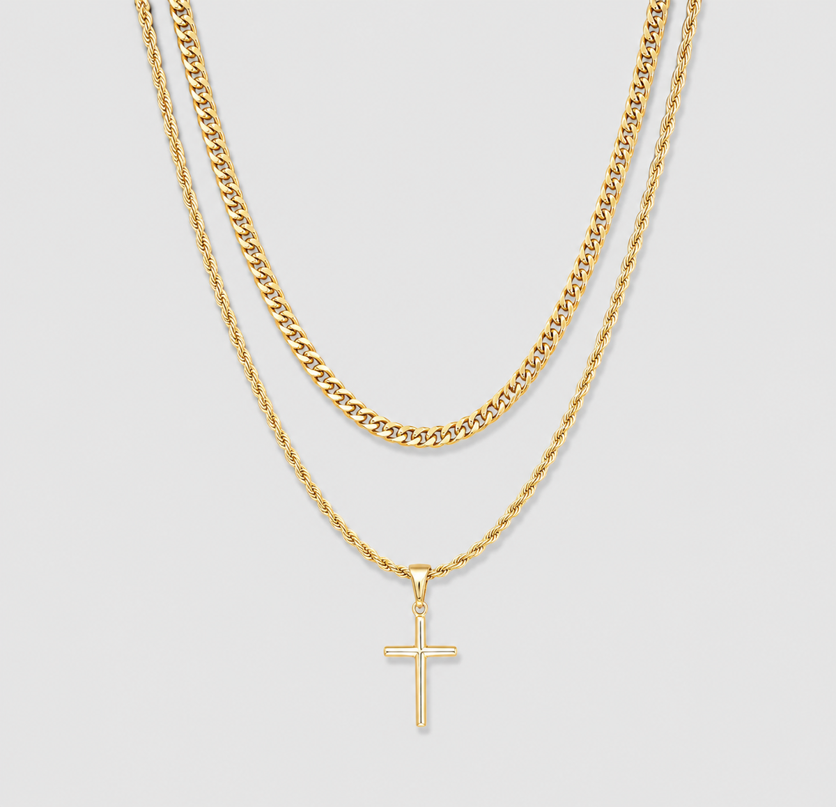 Small Cross Necklace Gold Set
