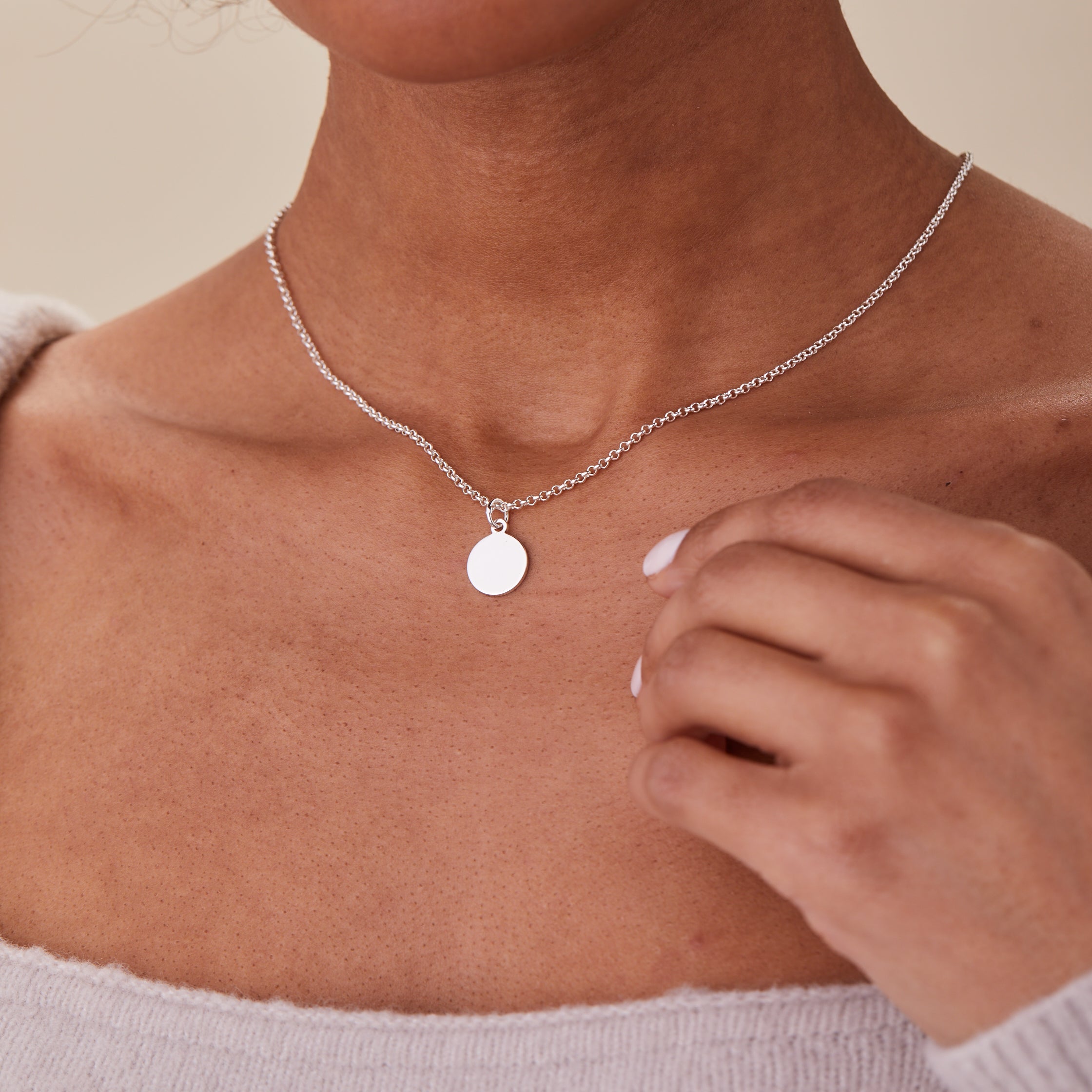 Small Circle Charm Necklace, 19&