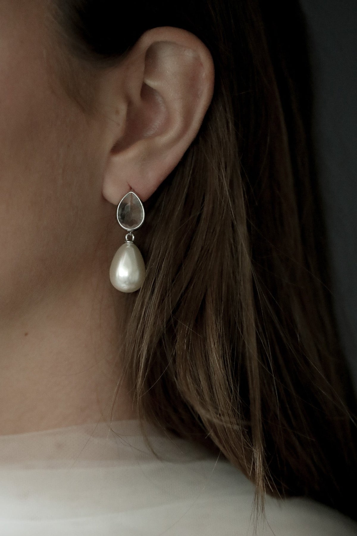 Teardrop Crystal Pearl Drop Earrings