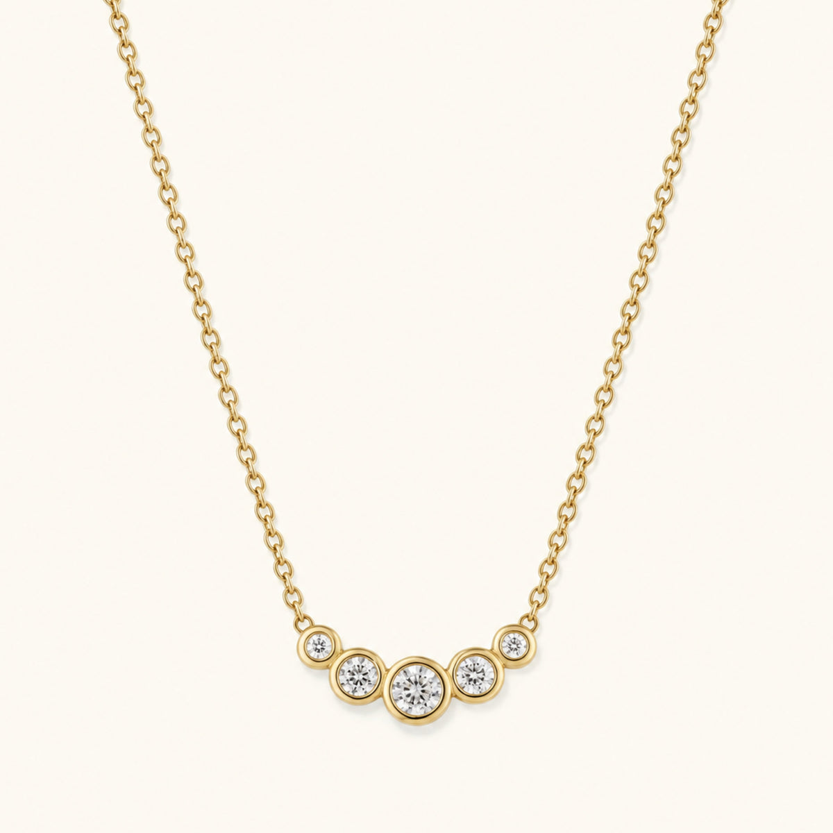 Gold Filled Diamond Bezel Cluster Necklace