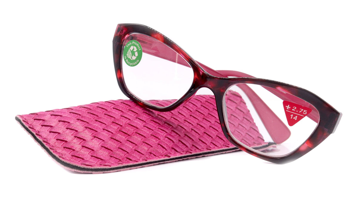 Jane, (Premium) Reading Glasses, High End Readers +1.25..+3 Magnifying Glasses (Pink, Tortoise Shell) Cat Eye NY Fifth Avenue