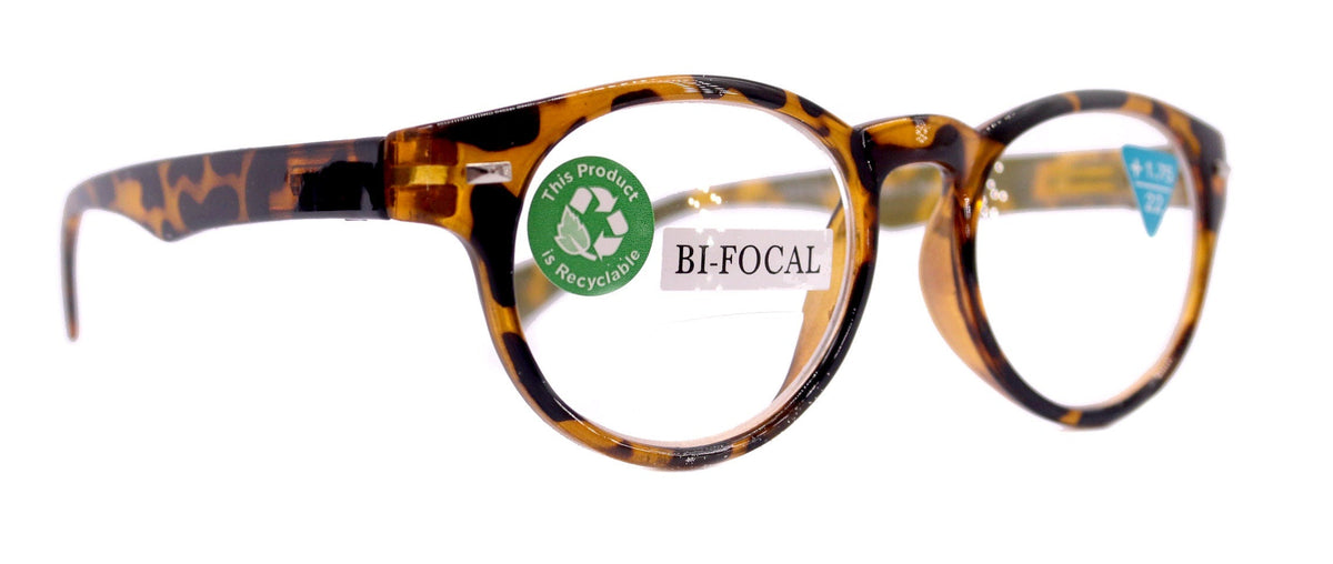 Brook, (Line Bifocal) (Premium) Reading Glasses, High-End Readers +1.25 to +3 Magnifying, Fashion Round (Tortoise Brown) NY Fifth Avenue