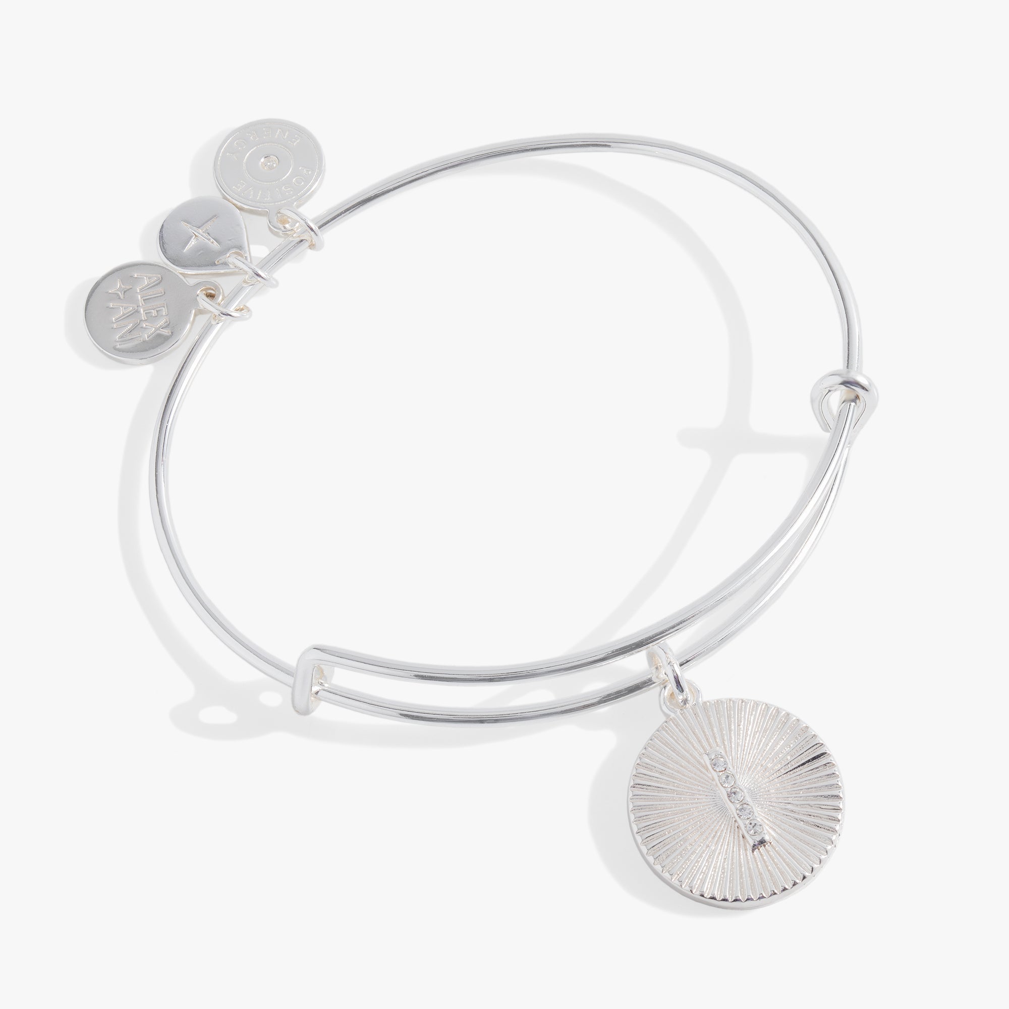 Initial I Pave Starburst Texture Bangle