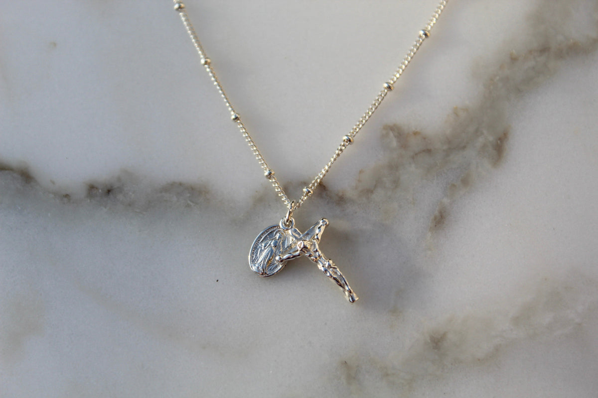 Miraculous Medal and Crucifix in Sterling Silver