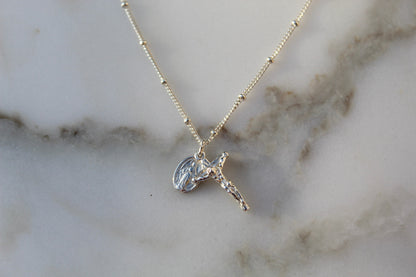 Miraculous Medal and Crucifix in Sterling Silver
