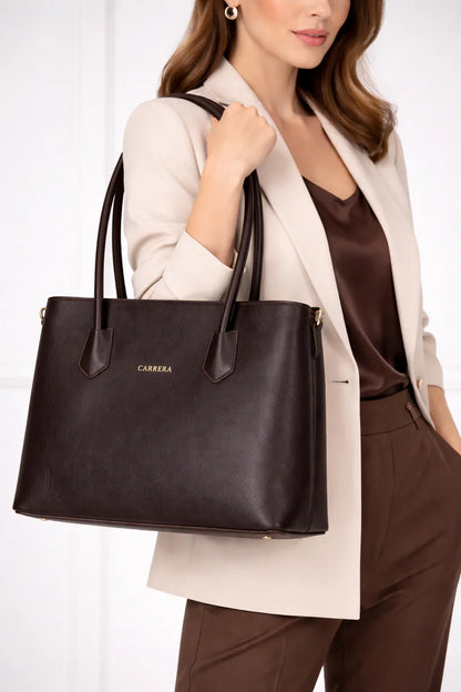 Carrera Novelya Women’s Leather Bag – Full-Grain Calf Leather Top Handle Bag for Elevated Everyday Carry | Minimal &amp; Handcrafted