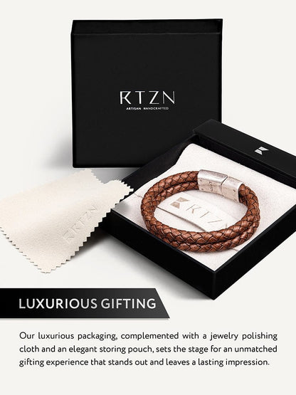 Double Brown Braided Leather Bracelet