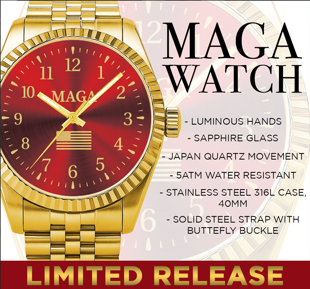 Gold &amp; Red MAGA Watch