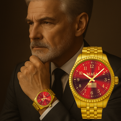 Gold &amp; Red MAGA Watch