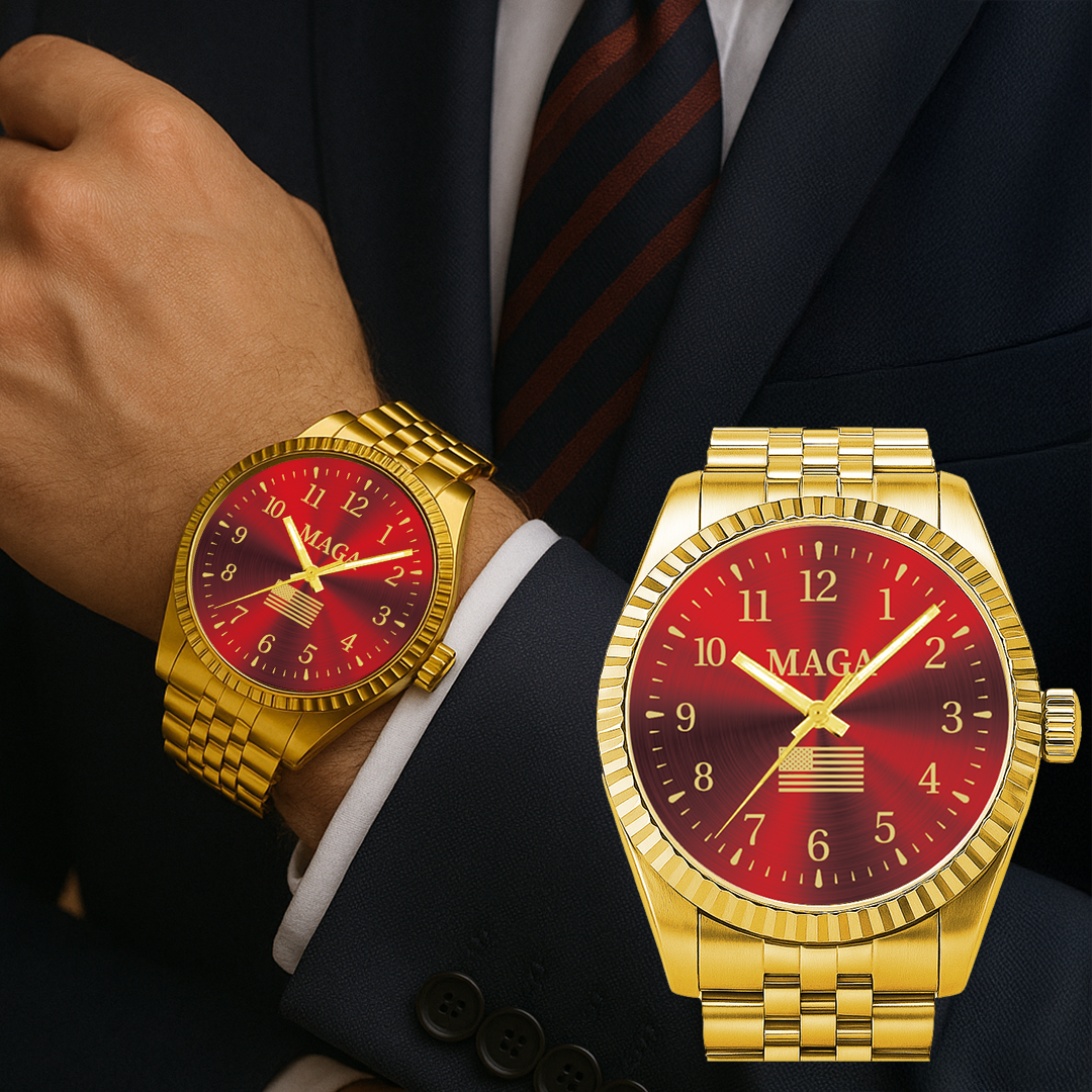 Gold &amp; Red MAGA Watch