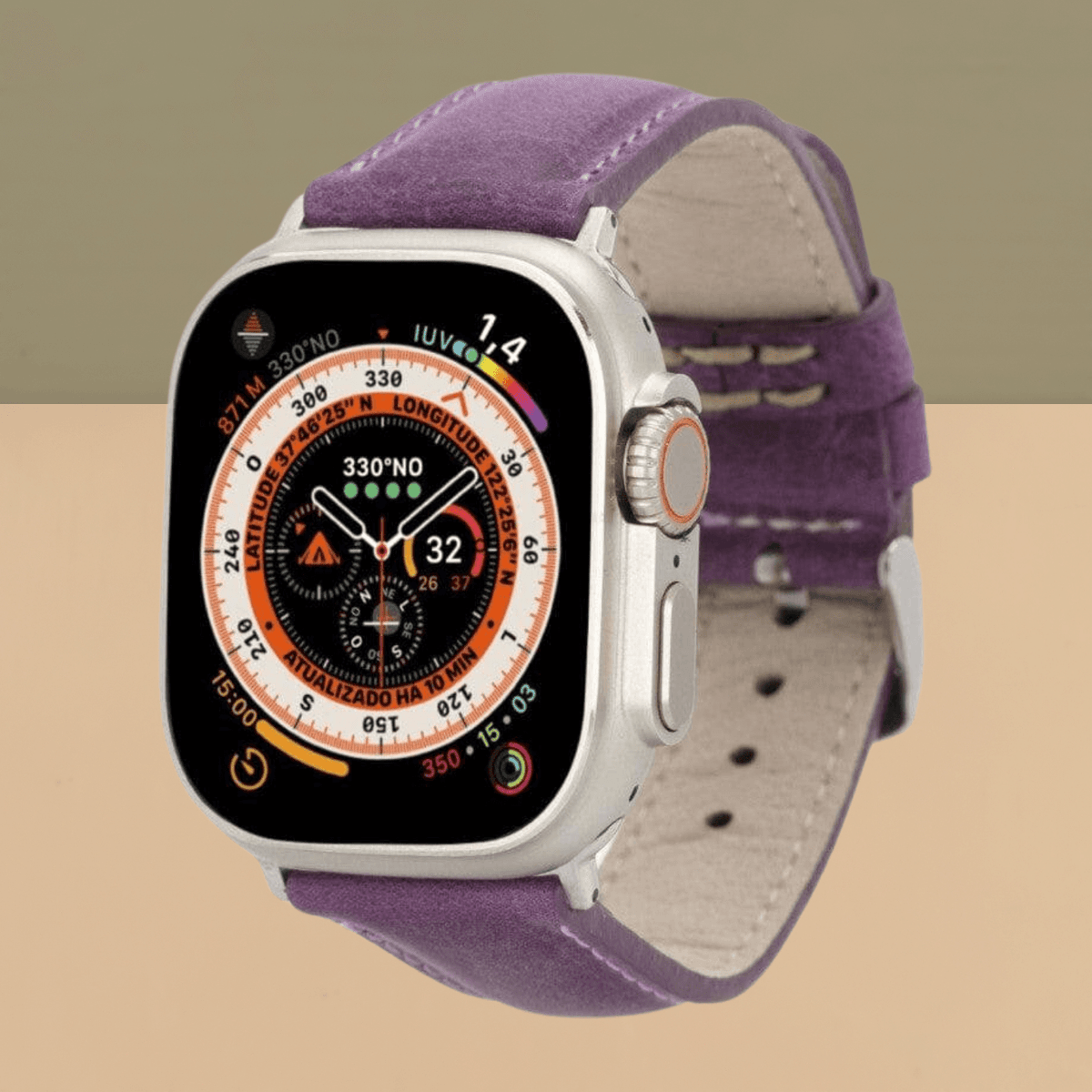 Apple Watch Purple Leather Strap - Boston