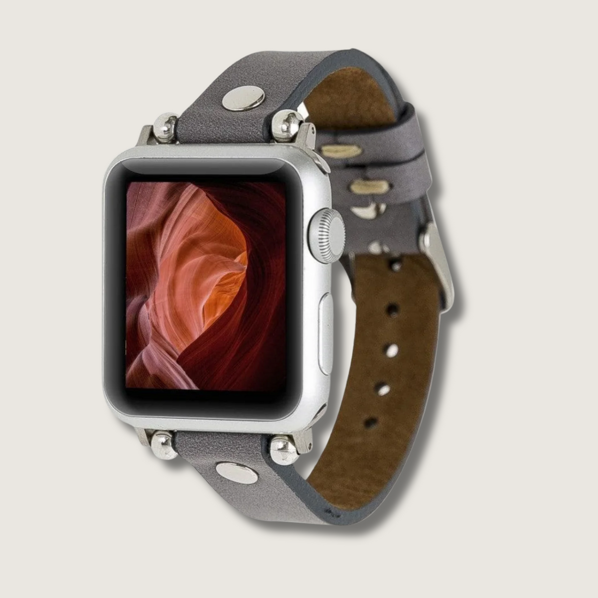 Apple Watch Dark Grey Leather Strap - Detroit