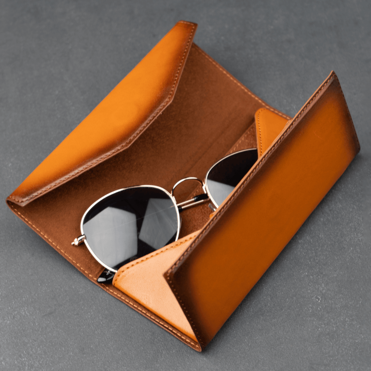 Luxury Leather Sunglasses Case - Rustic Brown - Louisville