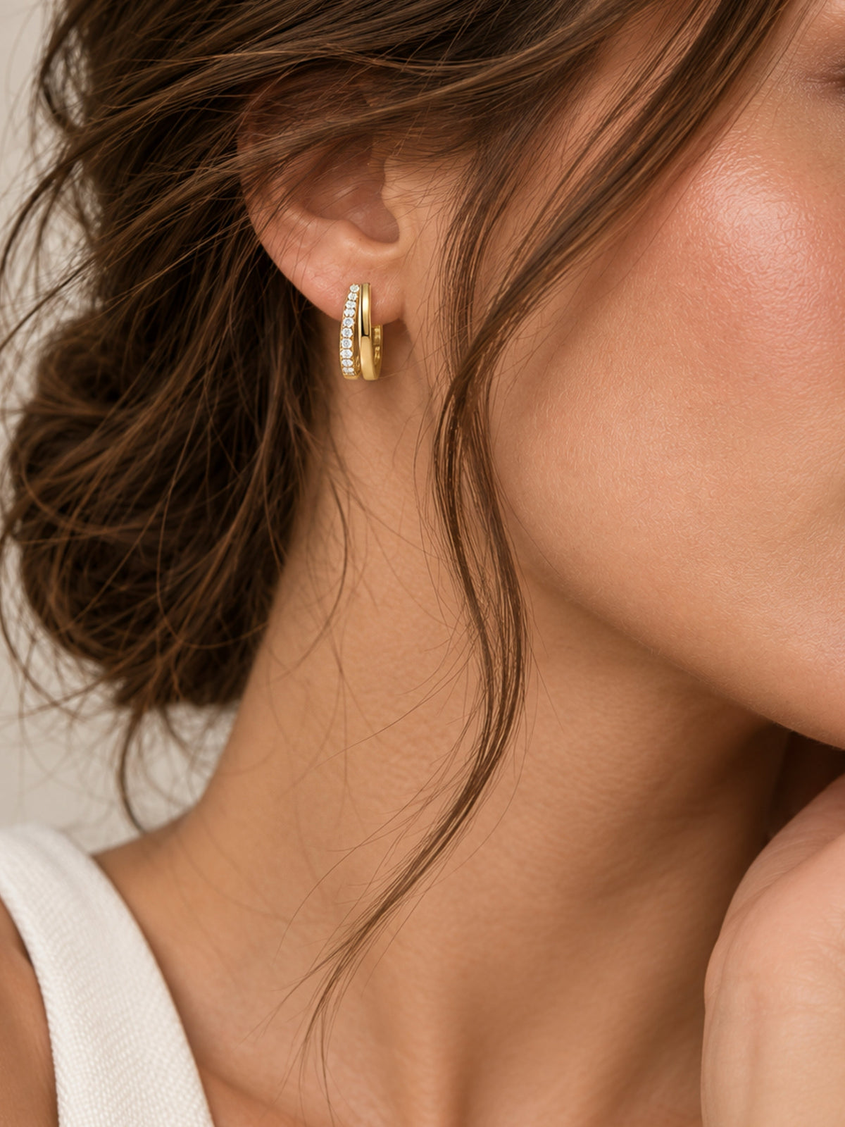 Gold Filled Double Pave Hoops