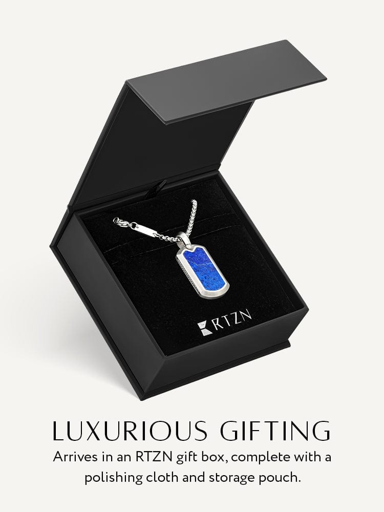Lapis Lazuli Dog Tag Pendant Necklace