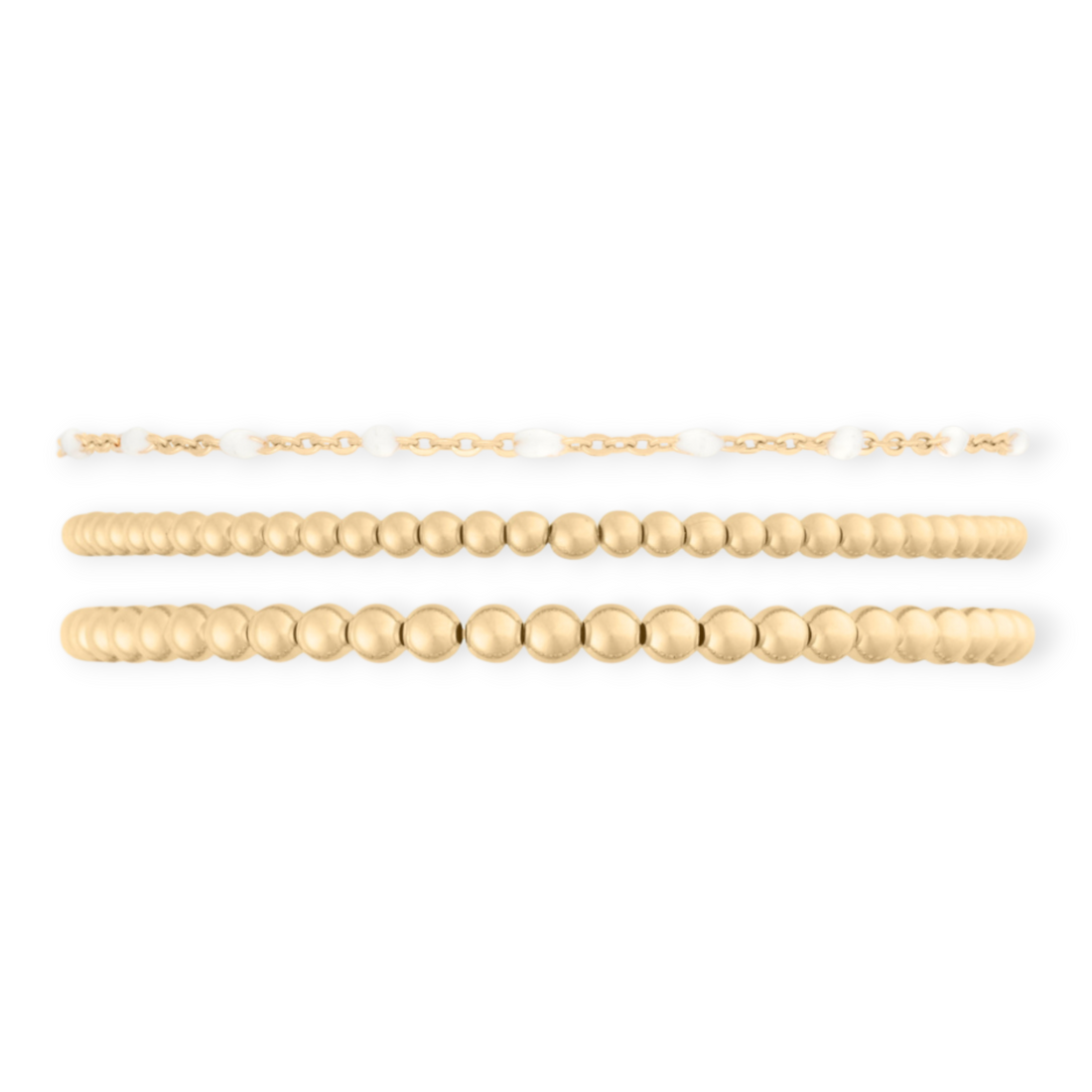 white daisy + juno bracelet triple stack (3+4mm)