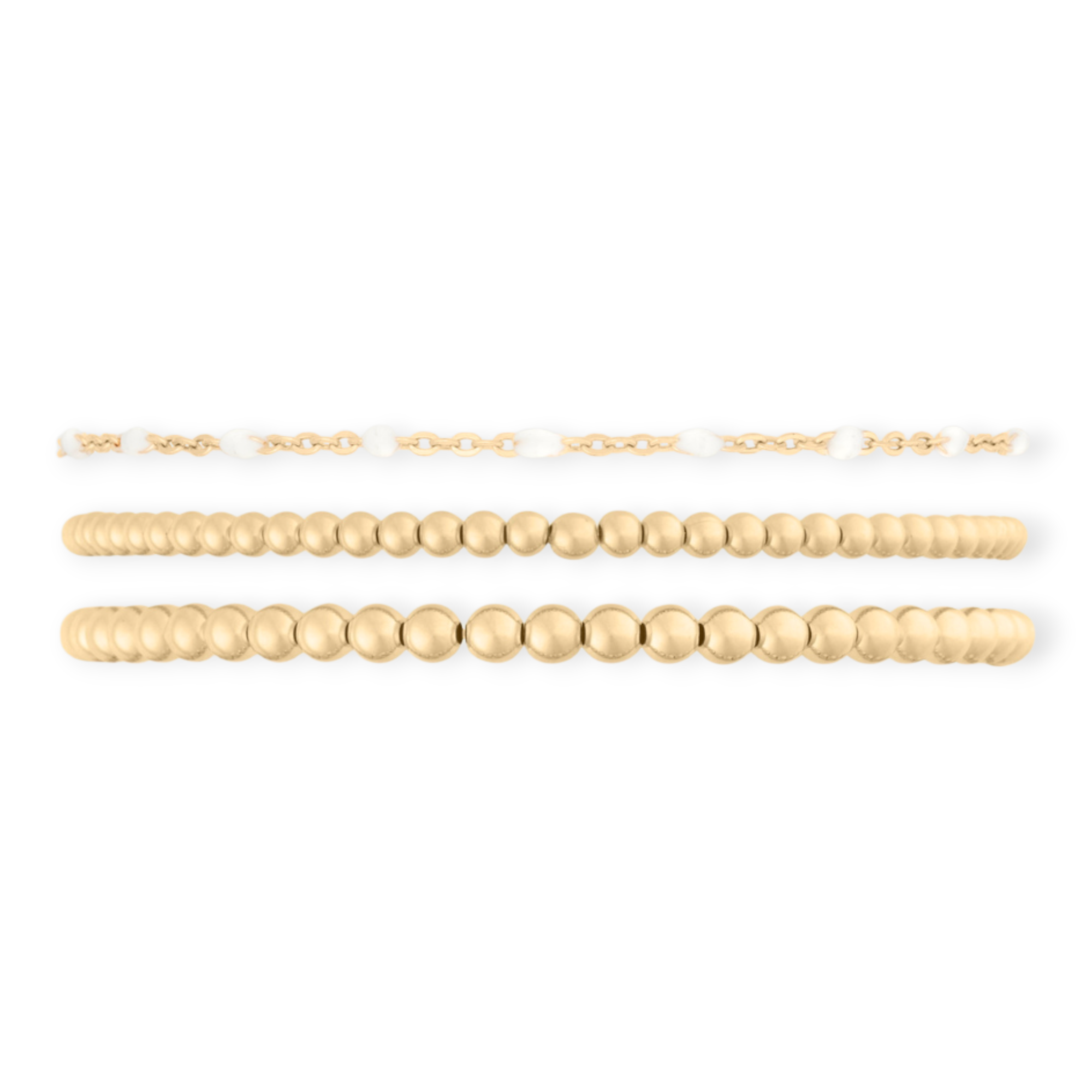 white daisy + juno bracelet triple stack (3+4mm)