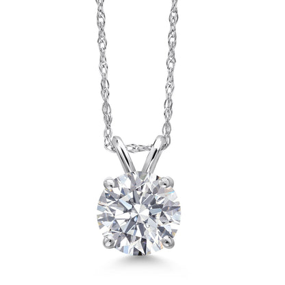1.00 CTW Lab-Grown Round Diamond Solitaire Pendant in Solid 14K Gold – F Color, VS Clarity, AGI Certified