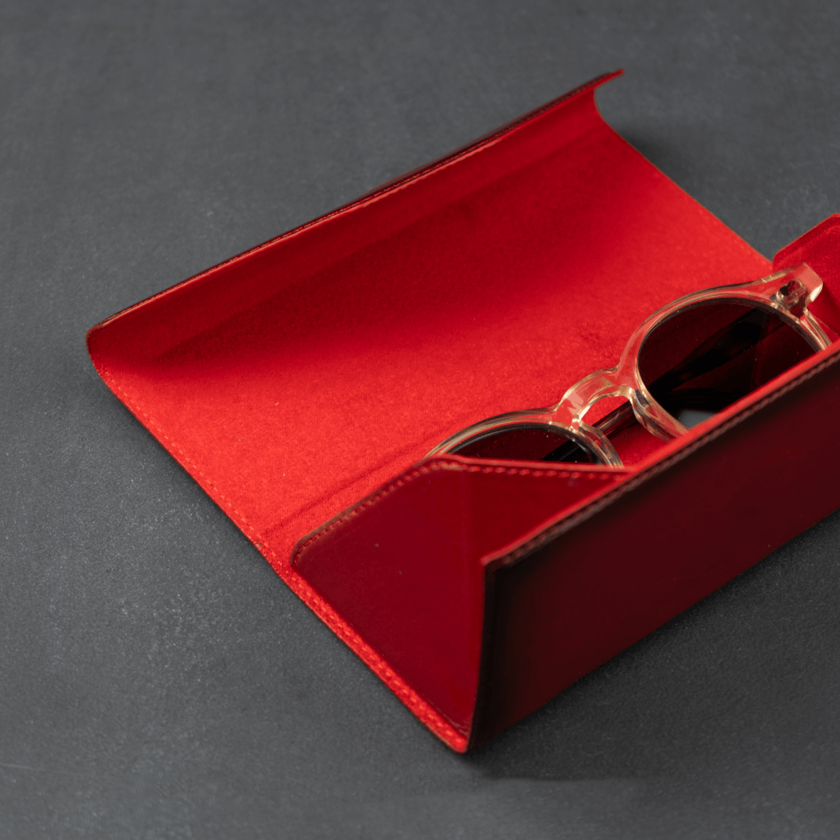 Luxury Leather Sunglasses Case - Red - Louisville