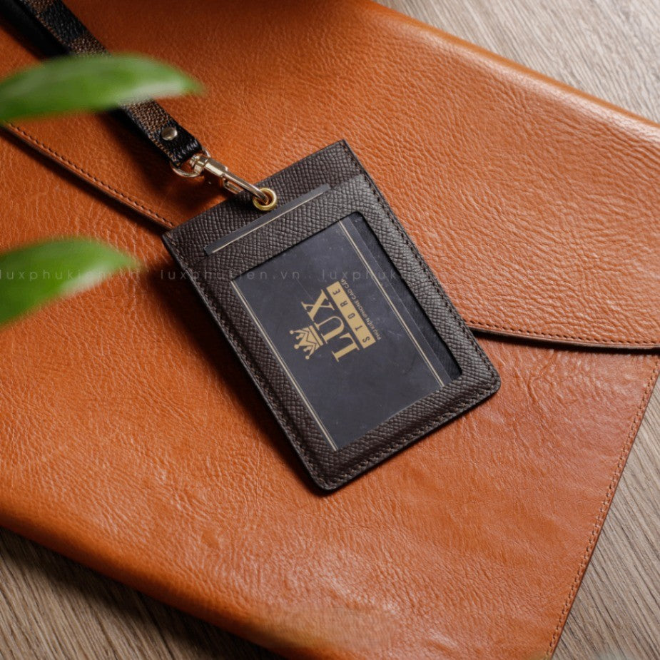 Authentic LV Leather Lanyard ID &amp; Card Holder – Limited Edition