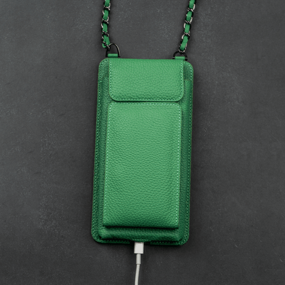 Leather Green Crossbody Bag Phone Wallet - Columbus