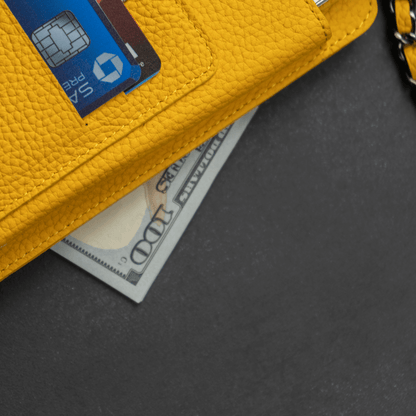 Leather Yellow Crossbody Bag Phone Wallet - Columbus