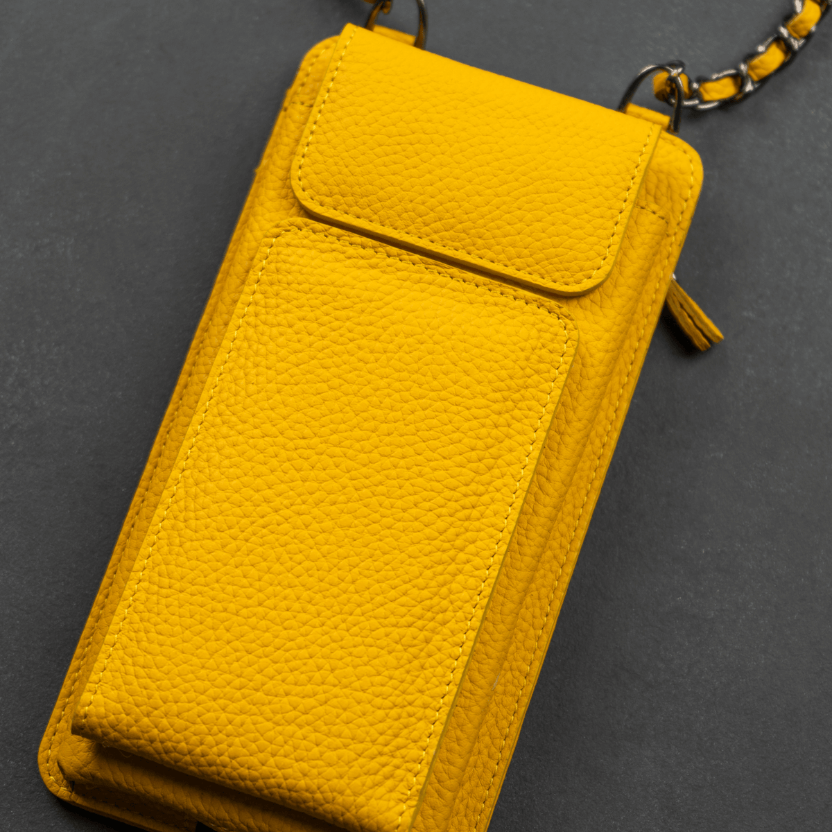 Leather Yellow Crossbody Bag Phone Wallet - Columbus