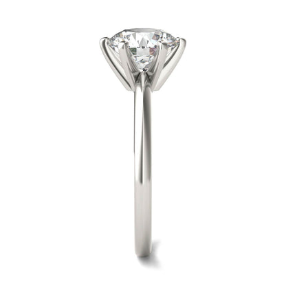 2 CTW Round Lab Grown Diamond Six Prong Solitaire Engagement Ring - G-VS Clarity, AGI Certified, 14K White Gold