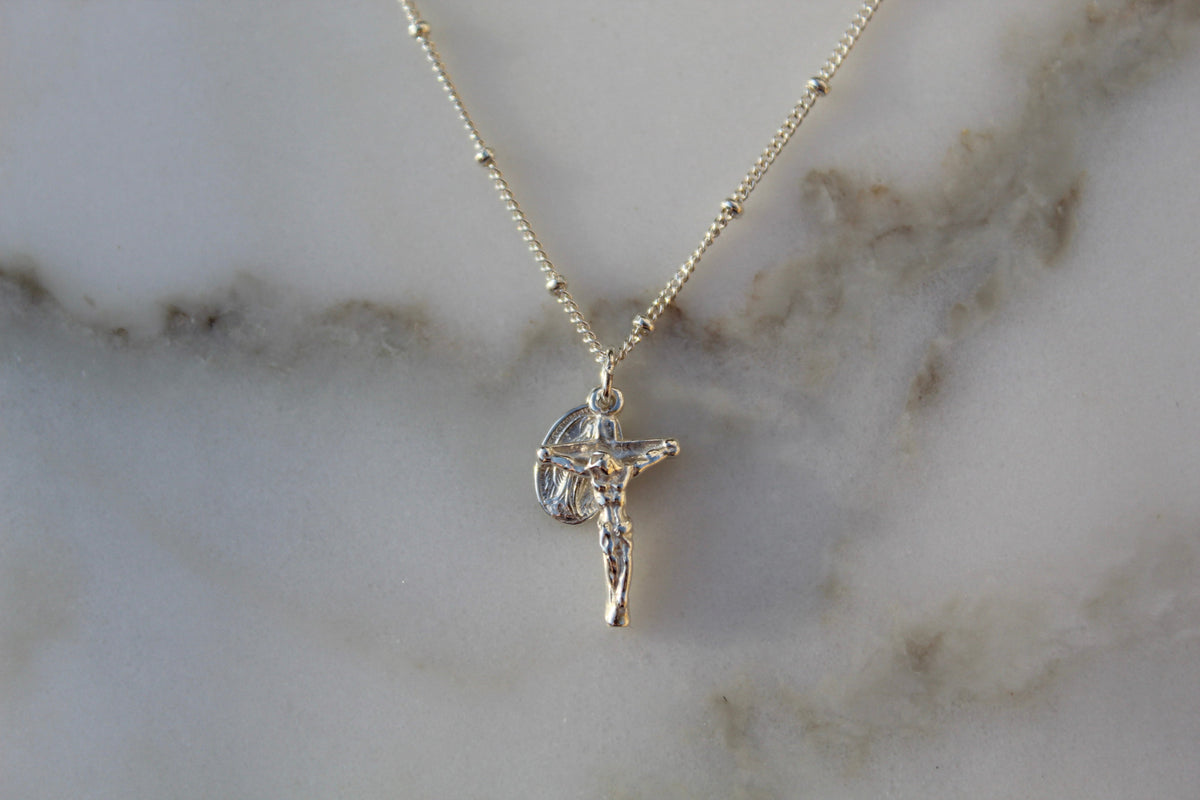 Miraculous Medal and Crucifix in Sterling Silver